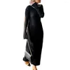 Casual Dresses Solid Color Dress Women Chic Timeless Sticked Pleated Maxi For Cocktail Parties Weddings Special