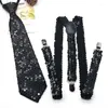 Bow Ties Femmes hommes Sparkly Sequins Suspenders Coldie Set Clip-on Elastic Unisexe en forme de dossier Brace Cosplay Cosplay