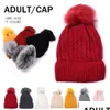 Party Hats Knitted Hat Pom Fur Ball Beanies Adt Women Winter Warm Wool Knitting Outdoor Keep Beanie Caps L6 Drop Delivery Home Garde Dhavq
