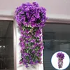 Flores decorativas 78 cm Wisteria Pared artificial Cesta colgando Flower Orchid Silk Vine Fiesta de boda Decoración de luz de la calle