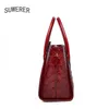 Drawstring SUWERER 2024 Women Genuine Leather Bag Fashion Crocodile Pattern Cowhide Woemn Luxury Handbags