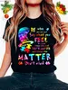 Camiseta feminina letra colorida gráfica curta curta esportes camisetas de esportes soltos pescoço ativo de conforto ativo para mulheres roupas femininas y240420