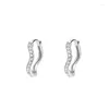 Boucles d'oreilles étalon créatives microinlaid zircon wave women s999 sterling argent européen bijoux de fête personnalisée brillante