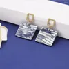 Stud Earrings Fashion Geometric Acrylic For Women White Natural Stone Resin Earring Female Square Jewelry Party Gift