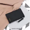 Innehavare Luxury Cowhide Keychain Card Holder Custom Letter Men Zip Coin Purse äkta läder DIY Initialer Kvinnor Affärskort Plånbok