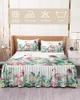 Bed rok ins stijl tropische planten bloemen flamingo's gemonteerd sprei met kussenslopen matras dekbedden set set laken