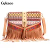 Tassen Gykaeo 2022 Vintage Women Messenger Bags For Women's Ethnic Style Tassel Schoudertas Dames Retro Crossbody Bag Bolsa Feminina
