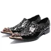 Chaussures habillées Crocodile Skin Alligator Formal en cuir boucle mâle mâle Black High Talons Metal Point Square Toe Oxfords