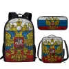 Sacs drapeau de la Russie 3PCS Sac à école pour garçons filles de grande capacité sac école sac enfant avec des boîtes à lunch