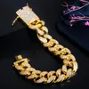 Link Bracelets Pera High Quality Chunky Clear Broken Cubic Zirconia Hip Hop Cuban Gold Color For Women Party Jewelry B128