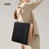 가방 NMD 고품질 분할 가죽 스퀘어 와이드 어깨 가방 인공 가죽 브랜드 패션 디자인 여성 토트 백인 내부