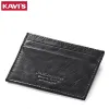 Holders KAVIS 100% Leather Credit Card Wallet Black Color Men Credit&ID Cards Holder Small Wallet Coin Purse Slim Thin Male Mini