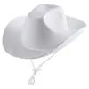 Basker uni retro cowboy hatt västra stora randen hattar fedora filt jazz droppe droppe leverans mode tillbehör halsdukar handskar mössor dho3h