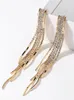 Dangle Earrings Vintage Golden Color Bar Long Thread Tassel Drop For Women Glossy Arc Geometric Latest 2024 Fashion Jewelry Hanging