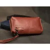 Wallets Genuine Leather Casual Men Clutch Bag Wallet Phone Mini Coin Purses Credit Card Holder Black Business Small Money Bags