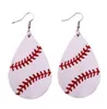 Personlig baseballläder örhängen kvinnor sport neon grön softball teardrop örhängen mode smycken5926304