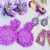 Boucles d'oreilles en peluche élégante violet pour femmes gilrs rond ramiement tassel bijoux de vacances