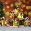 Decorations Micro Landscape Christmas LED House Resin Xmas Scene Houses Light Ornament New Year Table Decoration Santa Gifts Th0203 s