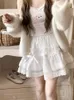 Jupes blanches lolita sweet kawaii femmes A-line en dentelle japonaise mini jupe féminine femelle designer coréen élastique y2k gâteau 2024