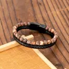 Bracelets de charme Classic Special Le cuir perding bricolage combinaison épissage bracelet de bouton noir en acier inoxydable pour hommes