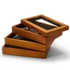 Oirlv träsmycken Box Organiser Stapelbar ringörhängen Armband Watch Pendant Boxes Multifunktionella träsmycken Lagring Box 240416