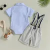 Kleidungsstücke Sets Säuglinge Baby Boy Gentleman Outfits Anzüge Kurzarm Bowtie Strampler Shirts Hosenders Shorts 2pcs Sommerkleidung Set