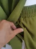 2024 Summer Women Linen Spodni kombinezon z bluzką swobodną luźną twopiety zestaw do eleganckich strojów bawełniane spodnie dresowe 240411
