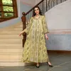 Ropa étnica 2024 Dubai Luxury Sequin Muslim Fashion Dress Caftan Vestencos de fiesta de la noche Rente