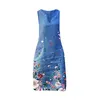 Sukienki swobodne kobiety plus size w kształcie litery V-deck kwiatowy kamizelka bez rękawów sukienka