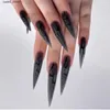 False Nails Long Stiletto False Nails with designs Almond artificial Fake Nails with glue Wearable Full Cover Oval Press on acrylic Nails Y240419 Y240419