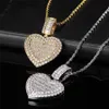 Hip Hop Large Flip Love Photo Pendant Copper Set Zircon Trendy Märke Personligt herrramhalsband