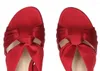 Slippers Summer Comfort Flat Sandals Причинные мягкие сандалии плиссированные дизайнерские женские туфли шелковая верхняя красная сплошная сплошная Sapatos fominino