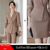 Kvinnors tvåbitar byxor Ladies Offic Work Wear Blazers kostymer med och jackor Coat for Women Professional Pantsuits Byxor Set Autumn