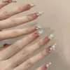 مسامير كاذبة 24pcs/1 box manicure ترتدي مطعمًا طويلًا لكاميميا كاميليا الرغبة المزيفة. Y240419 Y240419