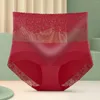 Women's Panties Sexy Lace Mesh Embroidery Solid Colors Leakproof Briefs Comfortable Thongs For Women High Waist Plus Size