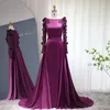 Party Dresses 2024 Champagne Muslim aftonklänning med avtagbar miniskirt lyx Dubai Ladies Fuchsia Wedding Formal Formal