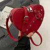 Torebki wieczorowe vintage y2k mały łańcuch NINT TORBA RAMPER W kształcie serca torebka torebka czerwona skóra gotycka moda mody crossbody