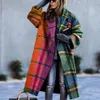 New Autumn 2024 Women's Sleeved Lapel Printed Woolen Long Coat