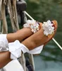 Slippers 2024 Summer Women Pearl Decoration Sandals Casual Collo Solid de fora usando sapatos femininos PLUS TAMANHO 35-43