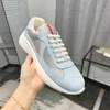 Americas Cup Patent Leather Sneakers Designer Shoes America's Cup Nappa Flat Trainers Pink Light Blue Men Mesh Lace-up High Casual Outdoor Rubber Trainers