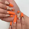 Valse nagels 24 stks lange kist nep nagels spider spin spook patroon pers op nagels tips voor meisje vrouwen draagbare Halloween manicure kunstbenodigdheden y240419 y240419