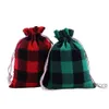 Claus torebki torby santa sznurka czerwona zielona sieć pojemnikowa woreczka świąteczne prezent świąteczny