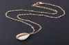 Fashion Natural Shellwrapped Gold Necklace For Women Natural Cowrie Shell Pendant med dubbla bails Guldtrimkedjehalsband5720358