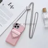 Designer Phone Cases for iPhone 16 15 14 14pro 14plus 13 13pro 12 pro max Deluxe Fashion PU Leather Card Holder Luxury Cellphone Cover with Neck lanyard MM633R