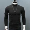 Ternos masculinos B1758 Winter Homem Homem Mock pescoço básico Blusa de camiseta Pullover de manga longa Male masculina machado de moda esticada em forma mais