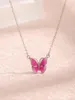 Pendants Drop Glue Women's Pink White Butterfly Pendant Necklace Made Of Zircon And Sterling 925 Silver With Elegant Cute Style