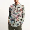 Dicke Hemden Mäntel Männer Streetwear Hip Hop Porträt Muster Farbe Block Langarm Shirt Jacken Männer Harajuku Freizeithemden 240412