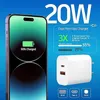 Adaptateur de charge rapide 20W pour l'iPhone 15 Pro Max 14 13 12 11 Samsung Galaxy Moto PD + QC Power Wall Charger Pild USB C Chargeur Bloc