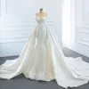 Pieces New Arrivals Pearls Lace Mermaid Wedding Dress with Detachable Chapel Train Vestido De Noiva Sereia 2 Em 1