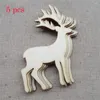 Christmas Decorations 5PCS Reindeer Cutout Veneers Slices For Patchwork DIY Decoration Wooden Craft Embellishment Tree Pendants